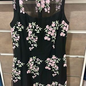 Floral Embroidered Black Dress